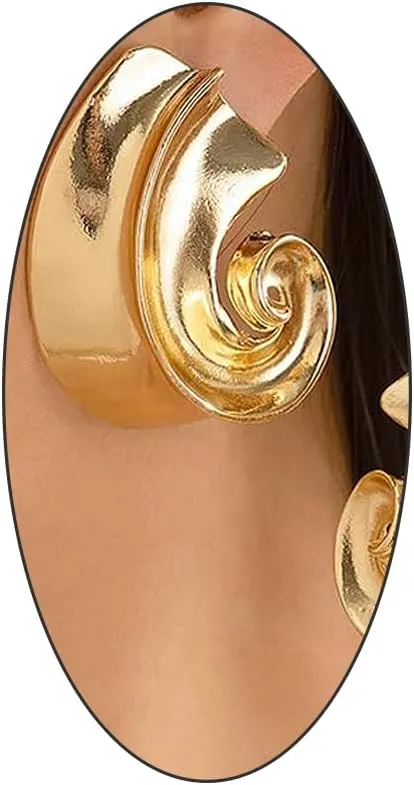 Vintage Gold Spiral Dangle Drop Earrings for Women Trendy Chunky Silver Statement Stud Earrings Lightweight Earrings Jewelry Gifts