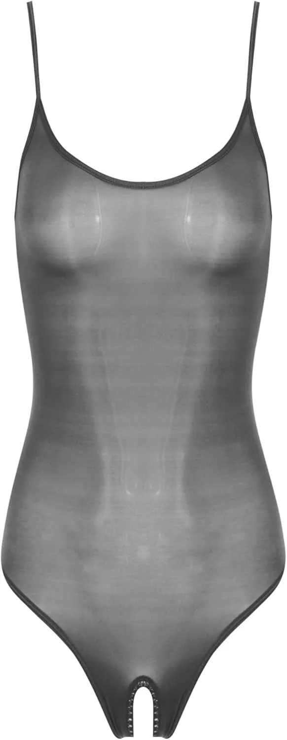 Vxuxlje Women's One Piece Swimsuits Lingerie Bodysuits Spaghetti Straps Sheer Teddy Leotards