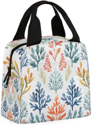 Watercolor Coral Lunch Bag Coral Tote Lunch Bag Reusable Lunch Box Leakproof Cooler Bag