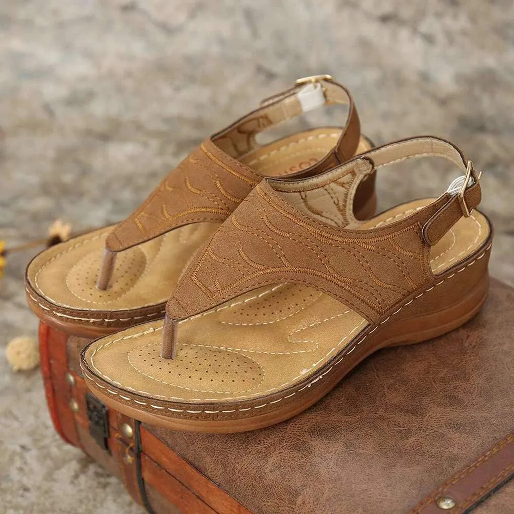 Wedge Sandals for Women 2025 Wide Width Orthopedic Flip Flops with Arch Support Summer Slip On Walking Shoes Adjustable Buckle Platform Flip Flops