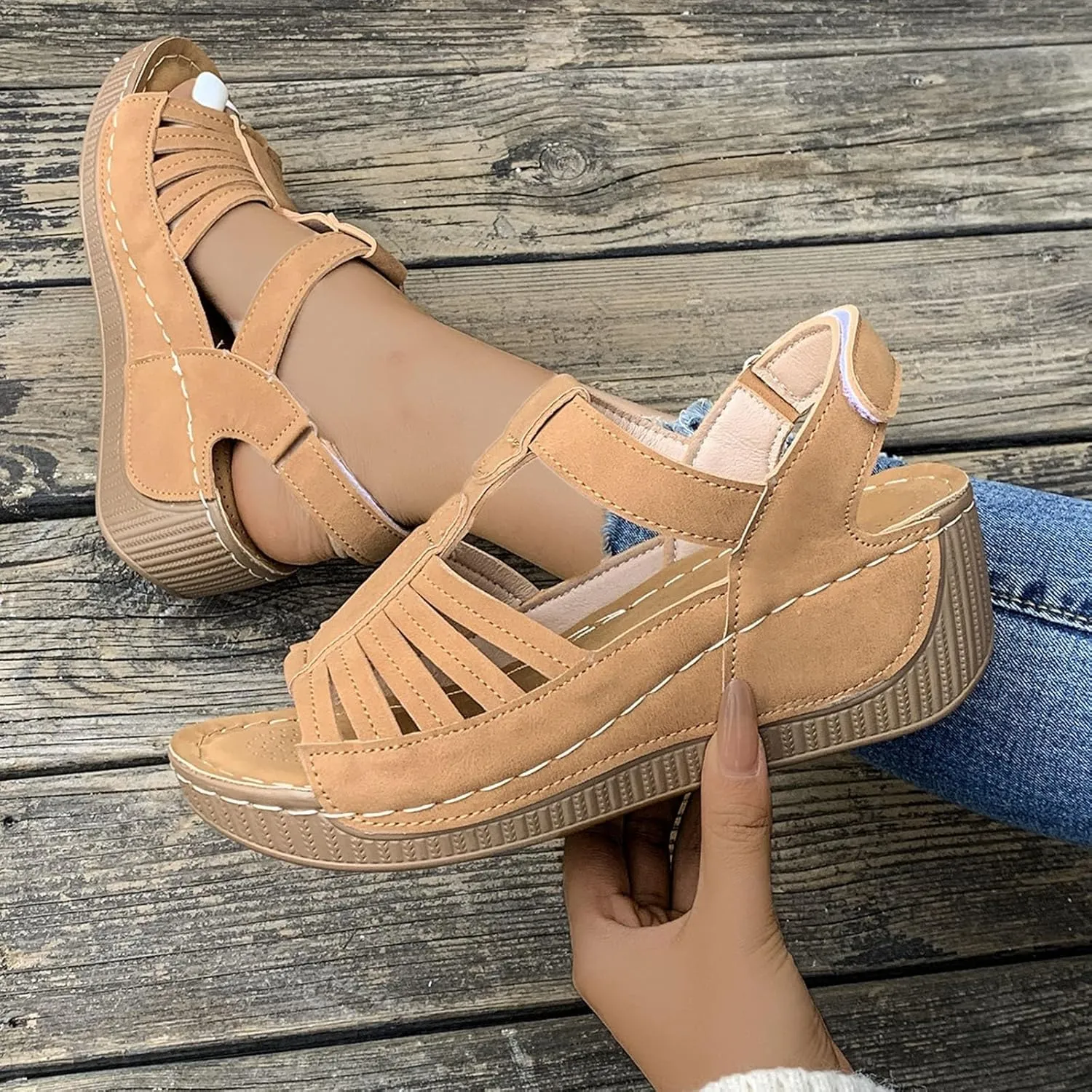 Wedge Shoes Womens Summer Dressy Orthopedic Sandals Open Toe Roman Wedges Platform Ankle Strap Ladies Sandals 2025