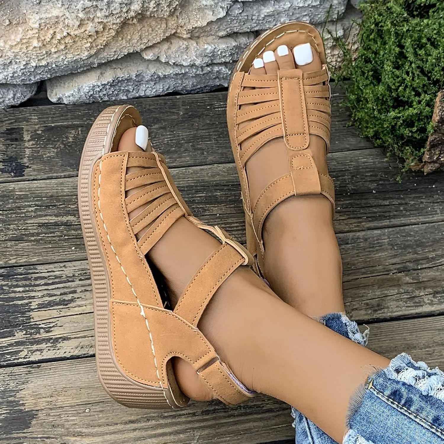 Wedge Shoes Womens Summer Dressy Orthopedic Sandals Open Toe Roman Wedges Platform Ankle Strap Ladies Sandals 2025