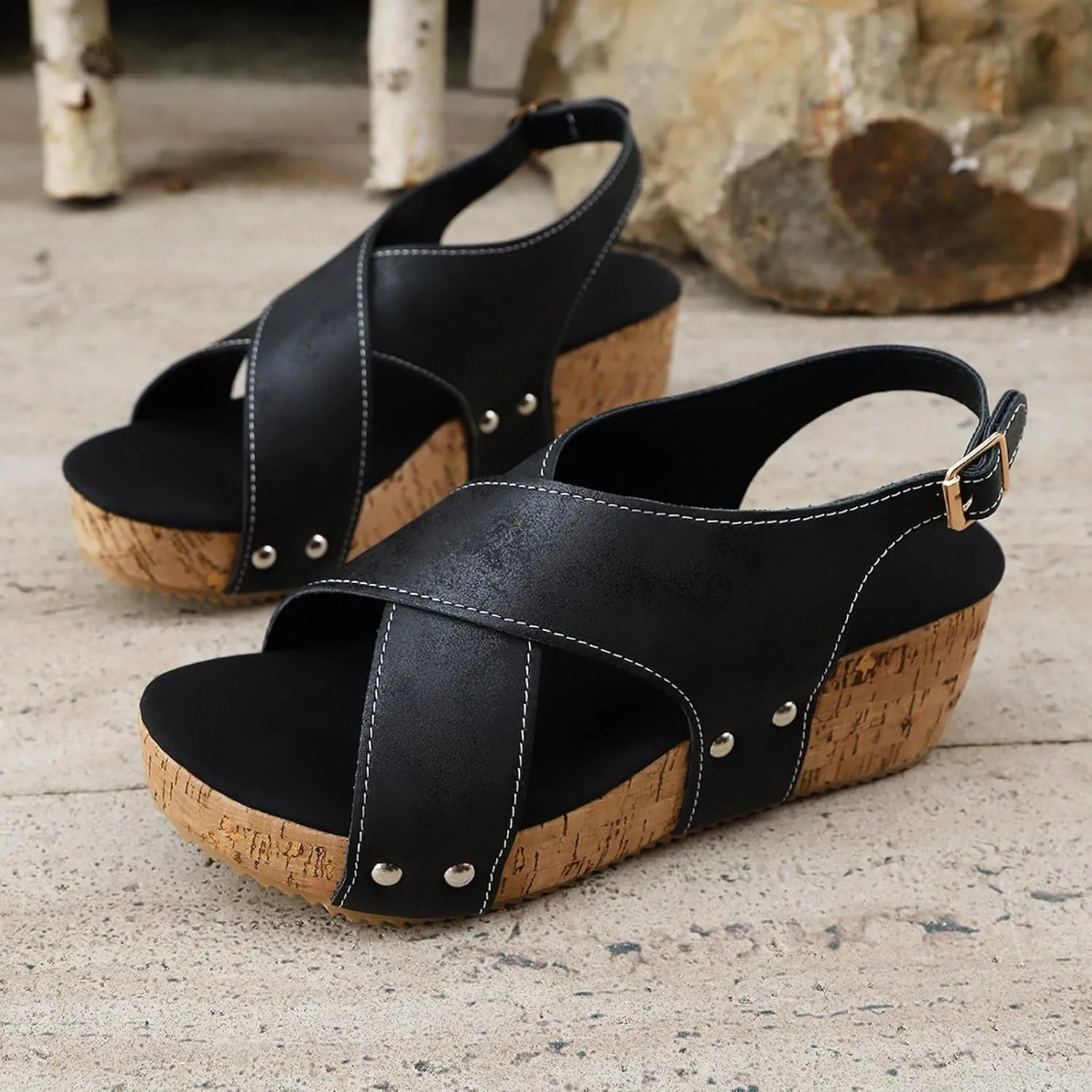 Wide Width Platform Wedge Sandals For Women Summer Dressy Open Toe Buckle Ankle Strap Sandals Ladies Party Dress Shoes