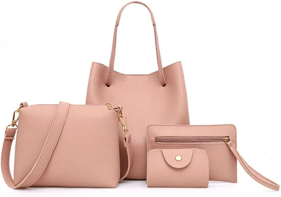 Women Fashion Handbags Wallet Tote Bag Shoulder Bag Top Handle Satchel Purse Set 4pcs
