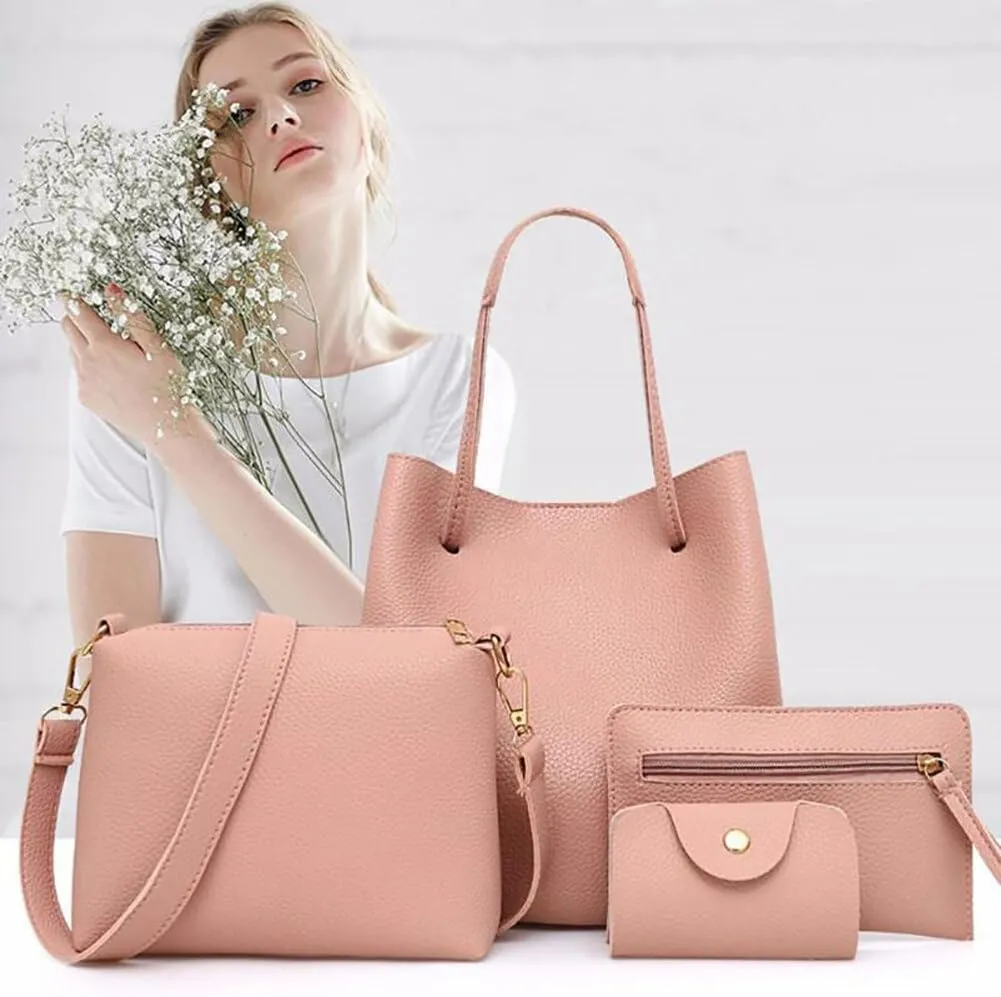 Women Fashion Handbags Wallet Tote Bag Shoulder Bag Top Handle Satchel Purse Set 4pcs