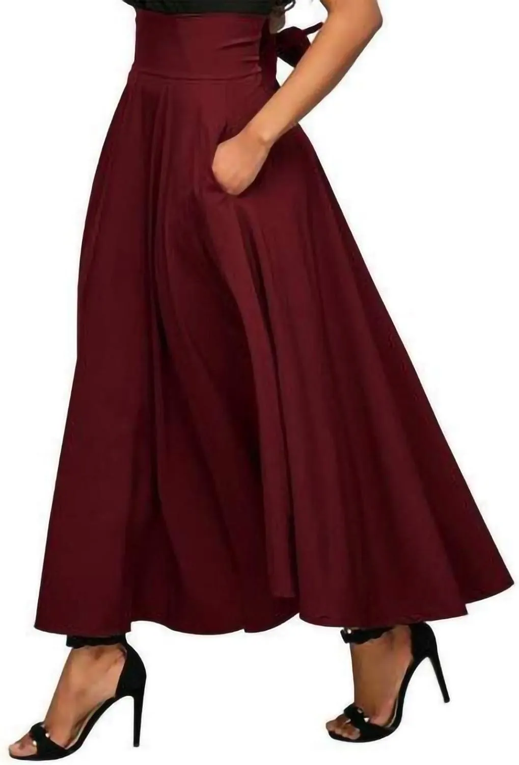 Women Pack Long Skirts Fall Winter Flowy Maxi Skirt Classic High Waist Fold Over Floor Ankle Length Stretchy Skirts