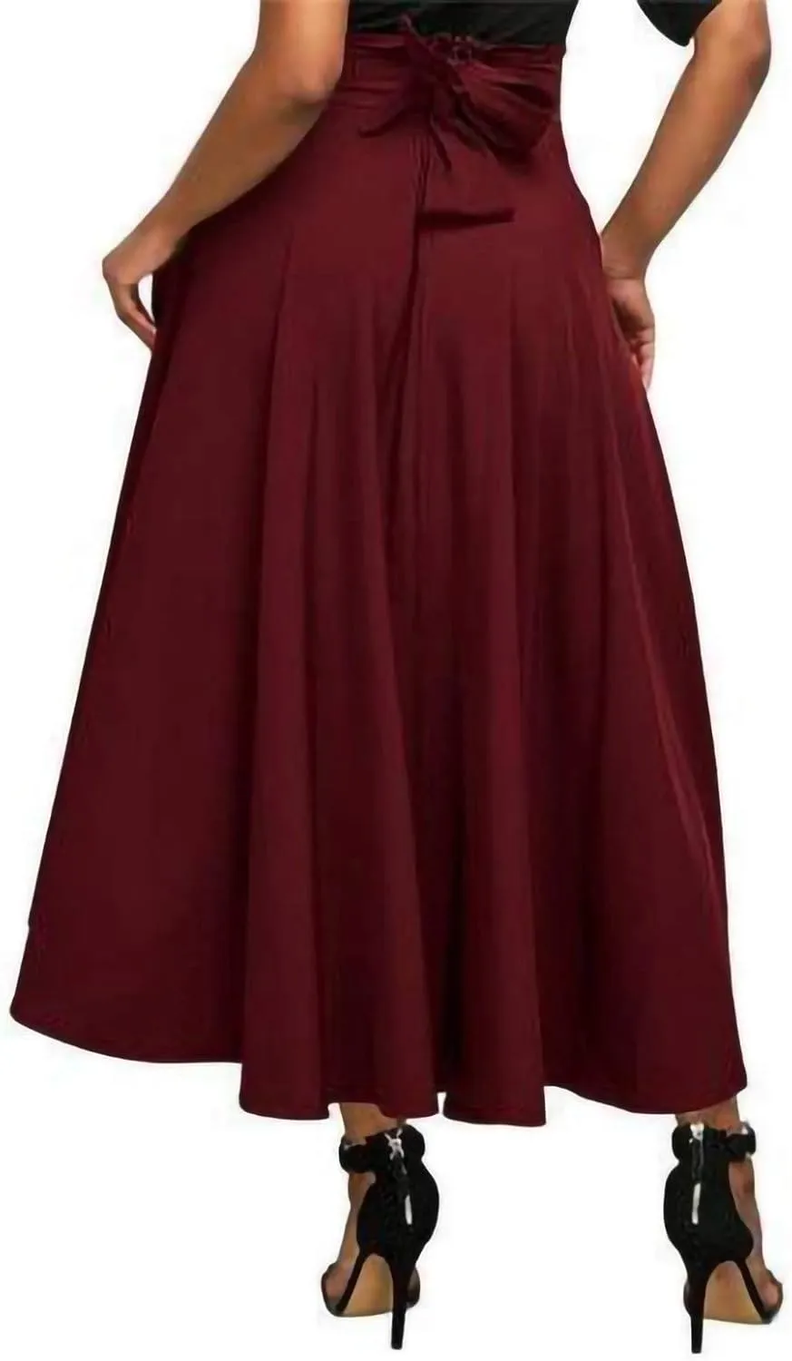 Women Pack Long Skirts Fall Winter Flowy Maxi Skirt Classic High Waist Fold Over Floor Ankle Length Stretchy Skirts