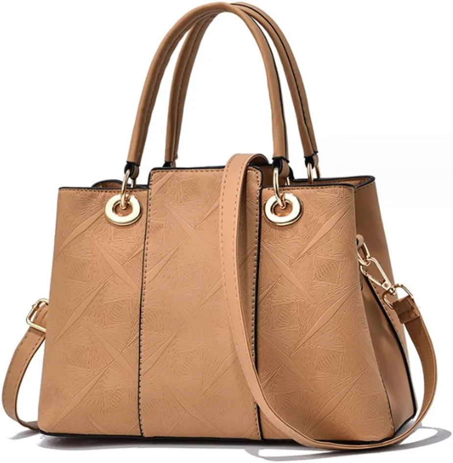 Women Top Handle Satchel Handbag PU Leather Purse Printed Pattern Crossbody Shoulder Bag Blue