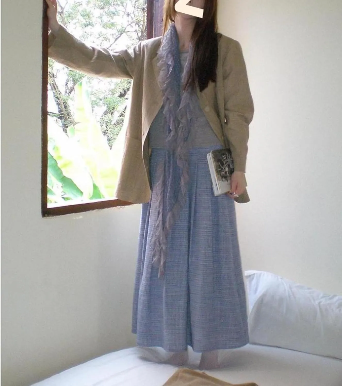 Women Vintage Y2K Summer Pleated Skirt Cotton Plaid Long Skirt A Line Aesthetic Midi Skirts