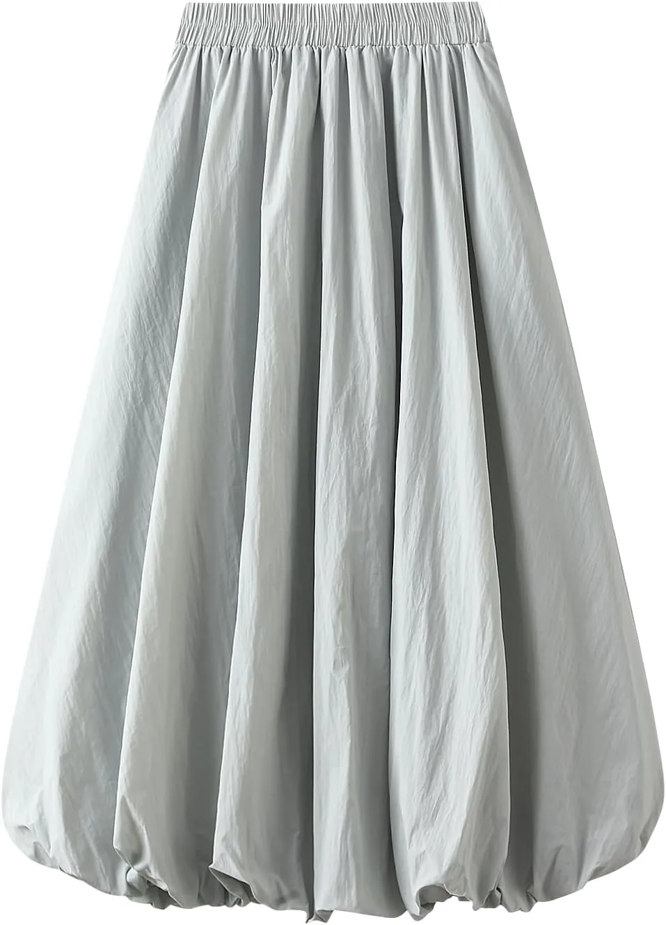Women Y2K Bubble Maxi Skirt Elastic High Waist Balloon Long Skirts Pleated Flowy A Line Ruffle Hem Puff Midi Skirts