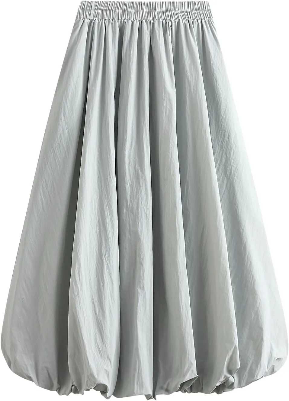 Women Y2K Bubble Maxi Skirt Elastic High Waist Balloon Long Skirts Pleated Flowy A Line Ruffle Hem Puff Midi Skirts