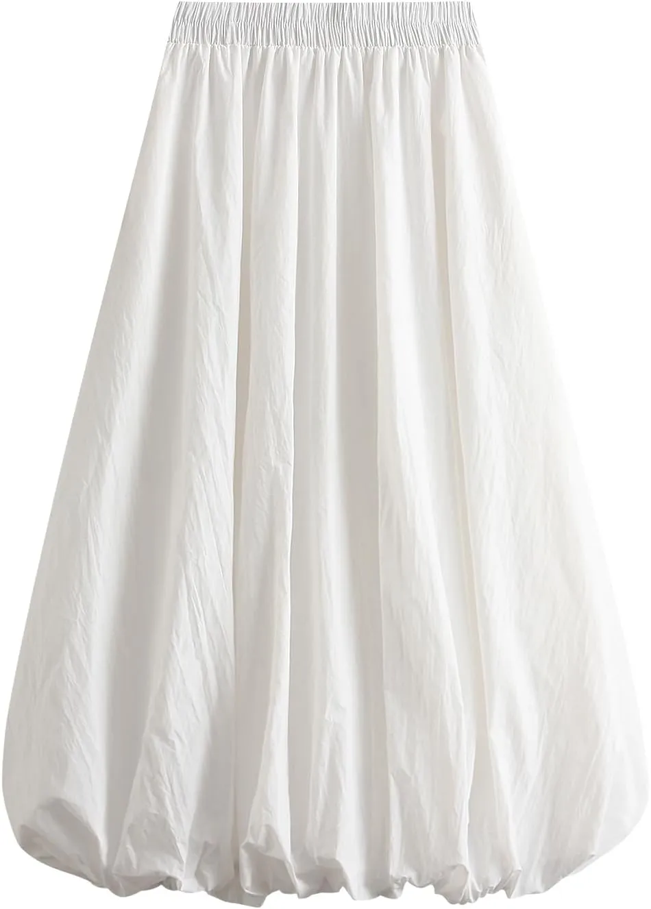 Women Y2K Bubble Maxi Skirt Elastic High Waist Balloon Long Skirts Pleated Flowy A Line Ruffle Hem Puff Midi Skirts