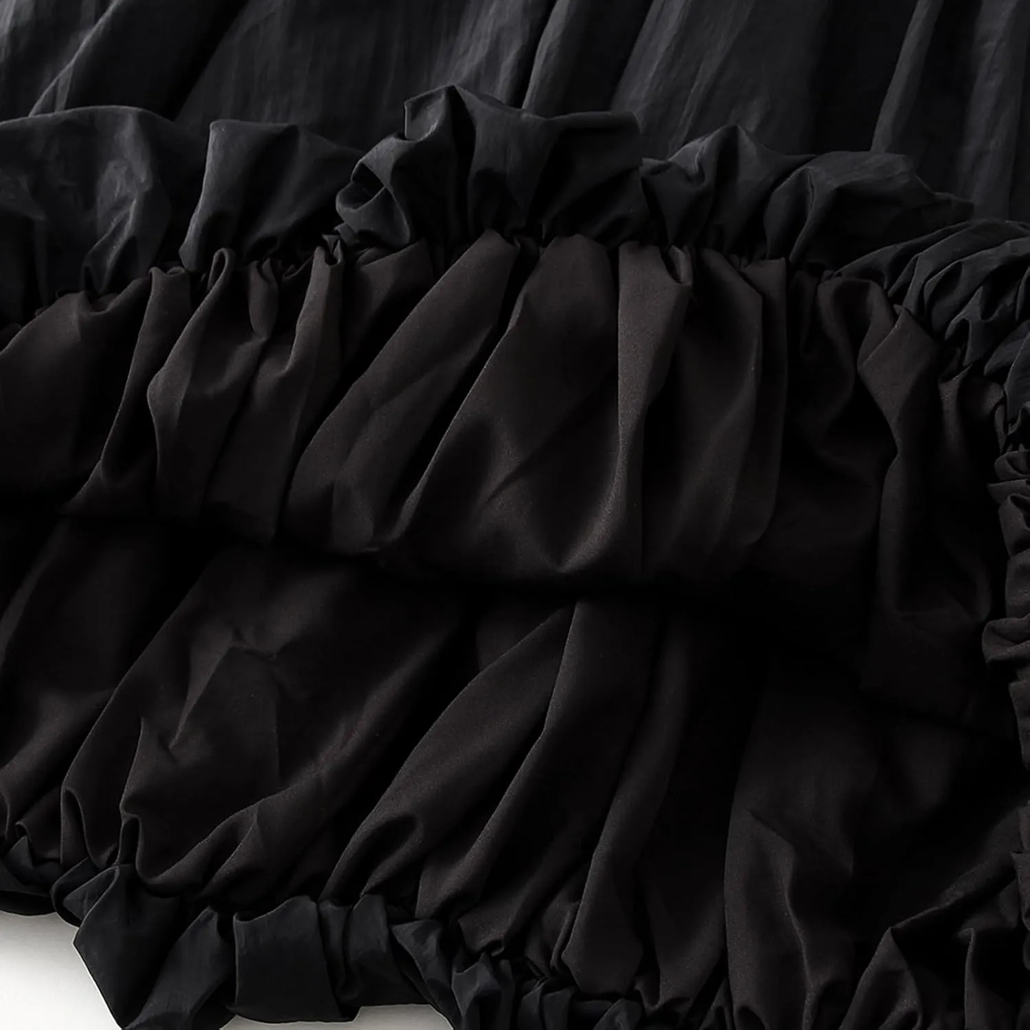 Women Y2K Bubble Maxi Skirt Elastic High Waist Balloon Long Skirts Pleated Flowy A Line Ruffle Hem Puff Midi Skirts