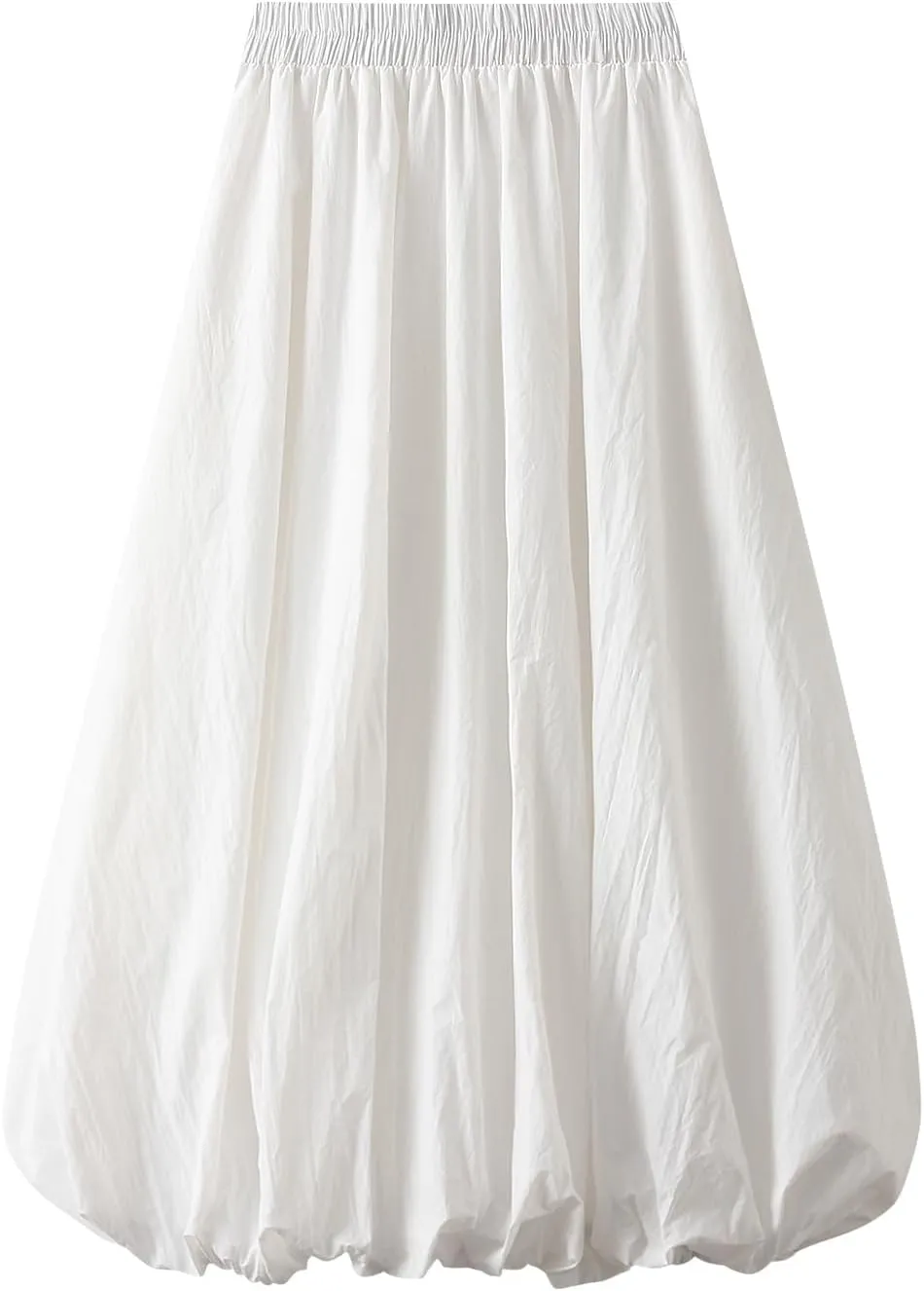 Women Y2K Bubble Maxi Skirt Elastic High Waist Balloon Long Skirts Pleated Flowy A Line Ruffle Hem Puff Midi Skirts