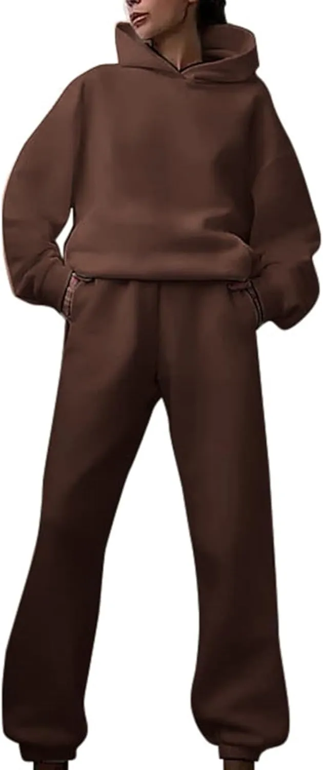 Womens 2 Piece Outfits Lounge Hoodie Sweatsuit Sets Oversized Sweatshirt Baggy Sweatpants Matching Set Tracksuit