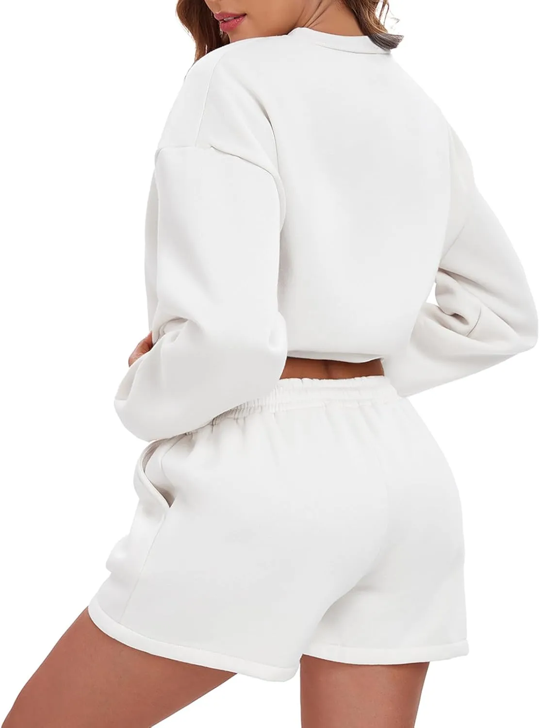 Womens 2 Piece Outfits Sweatsuit Sweat Shorts Sets Oversized Lounge Matching Sets Fashion Tracksuit Set