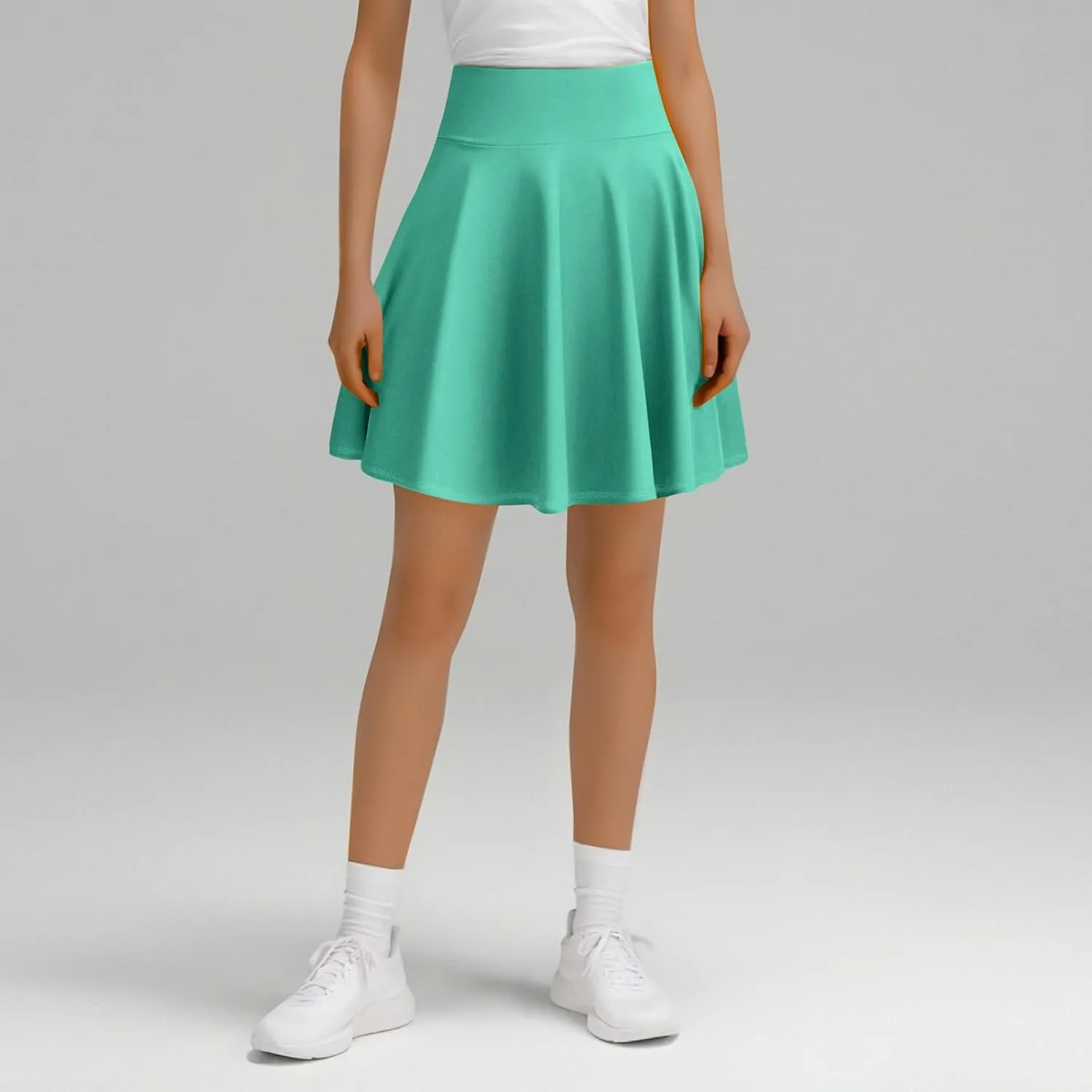Women's Casual Stretchy A-Line Pleated Mini Skater Skirt Flared Basic Versatile Midi Length Skirt Stylish Lightweight