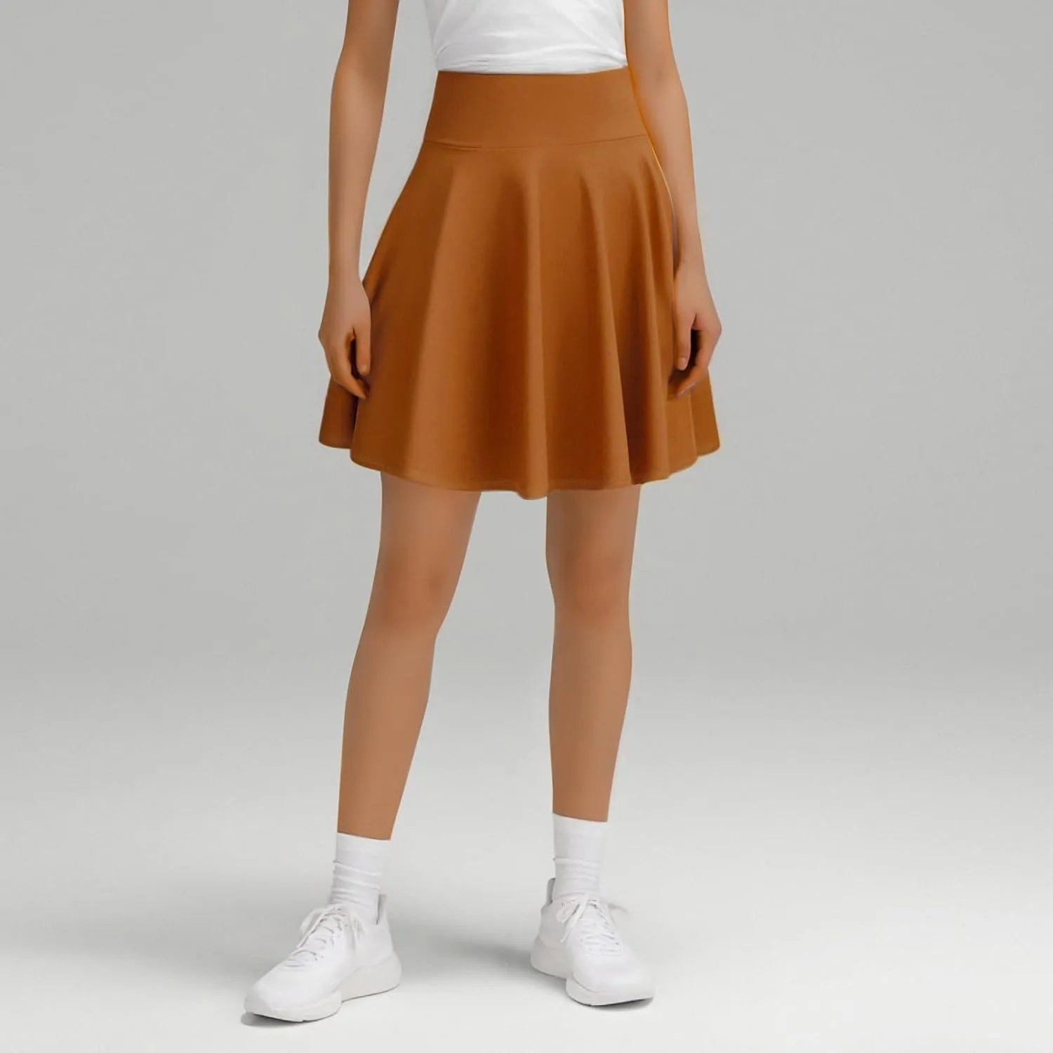 Women's Casual Stretchy A-Line Pleated Mini Skater Skirt Flared Basic Versatile Midi Length Skirt Stylish Lightweight