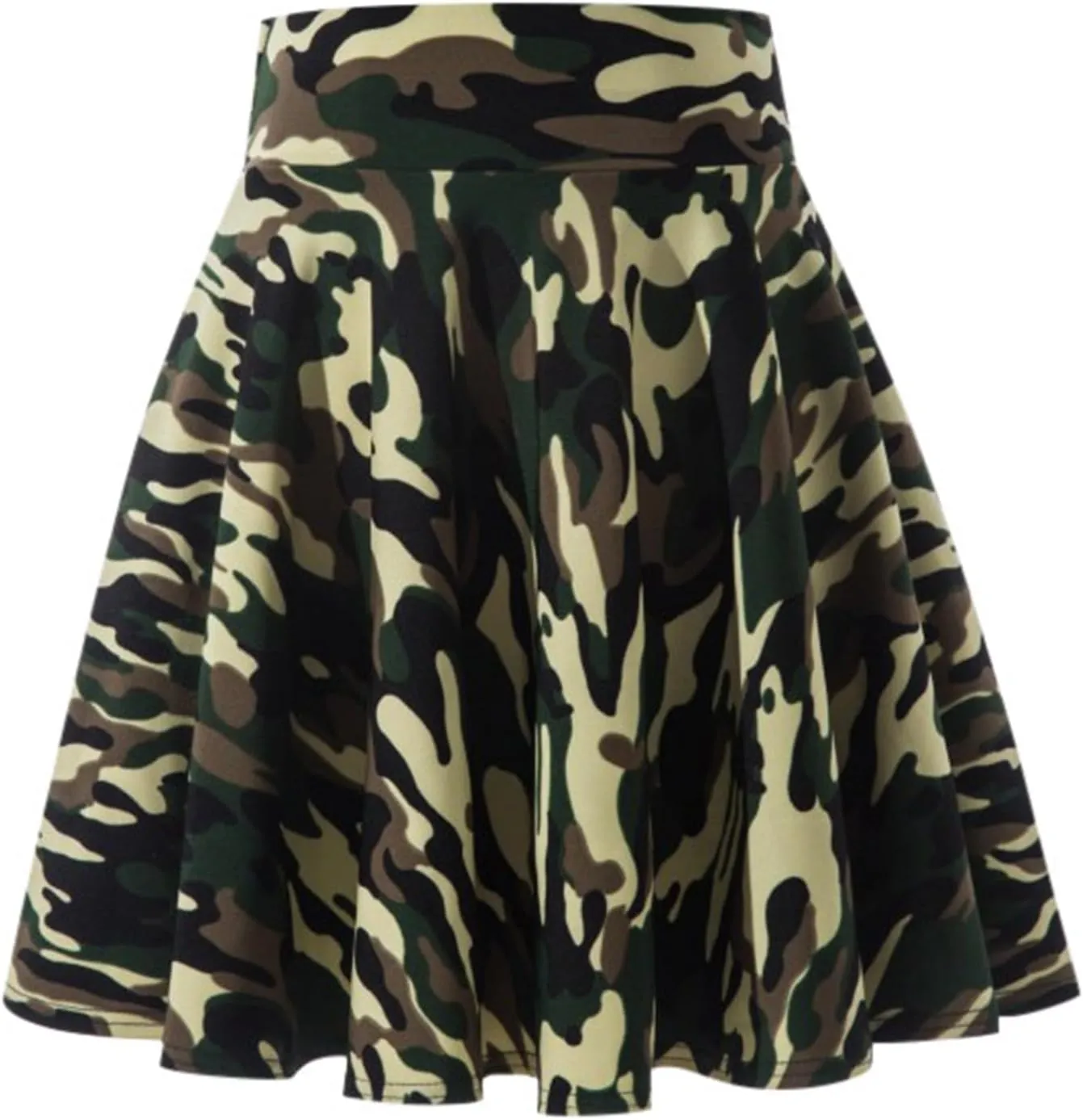 Women's Casual Stretchy A-Line Pleated Mini Skater Skirt Flared Basic Versatile Midi Length Skirt Stylish Lightweight