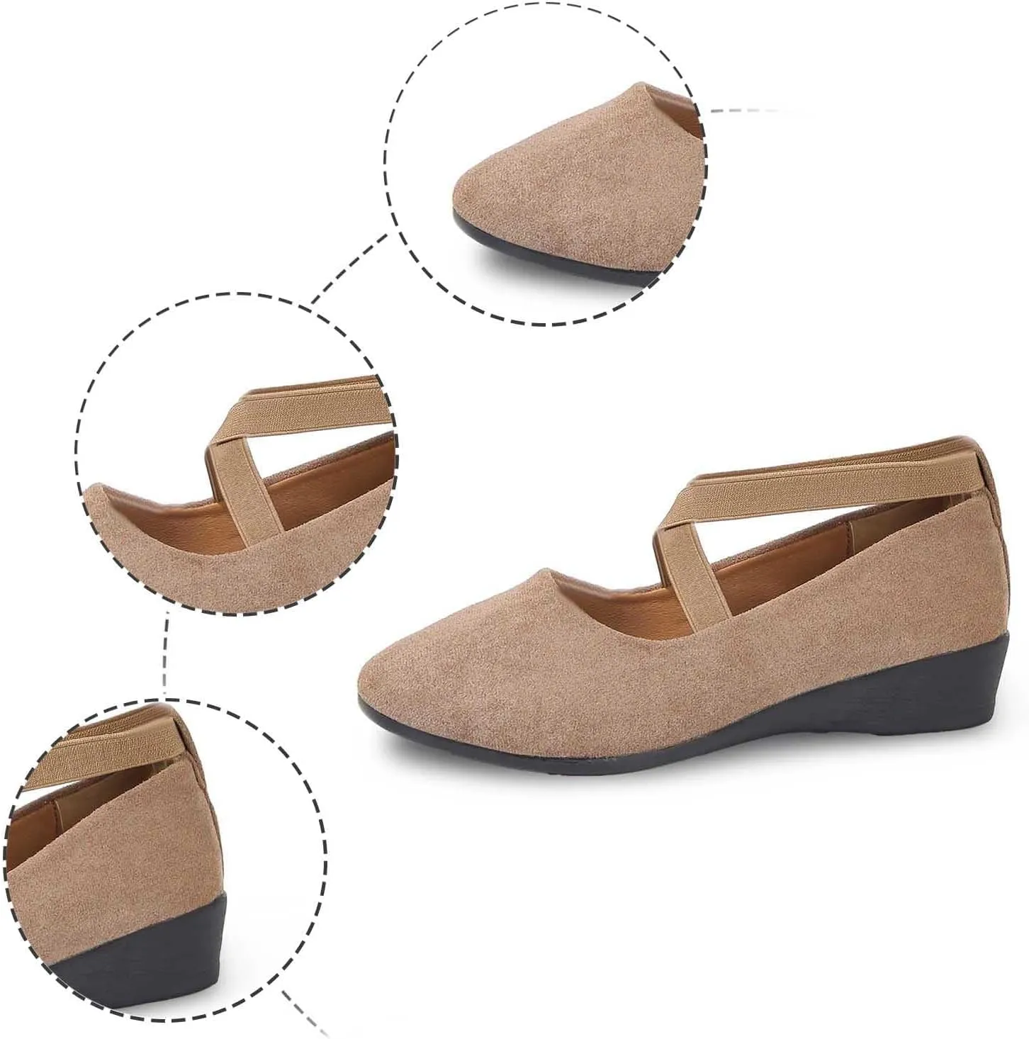 Women's Comfortable Fashion Elastic Ankle Straps Flats Shoes Pull-On Criss-Cross Ballet Girls Dress Little Gracy Mary Shoes Dressy Crisscross Strap Ballerina Flats Closed Toe Slip On Flat