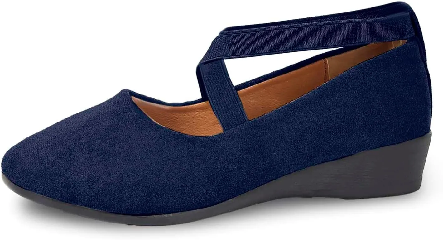 Women's Comfortable Fashion Elastic Ankle Straps Flats Shoes Pull-On Criss-Cross Ballet Girls Dress Little Gracy Mary Shoes Dressy Crisscross Strap Ballerina Flats Closed Toe Slip On Flat