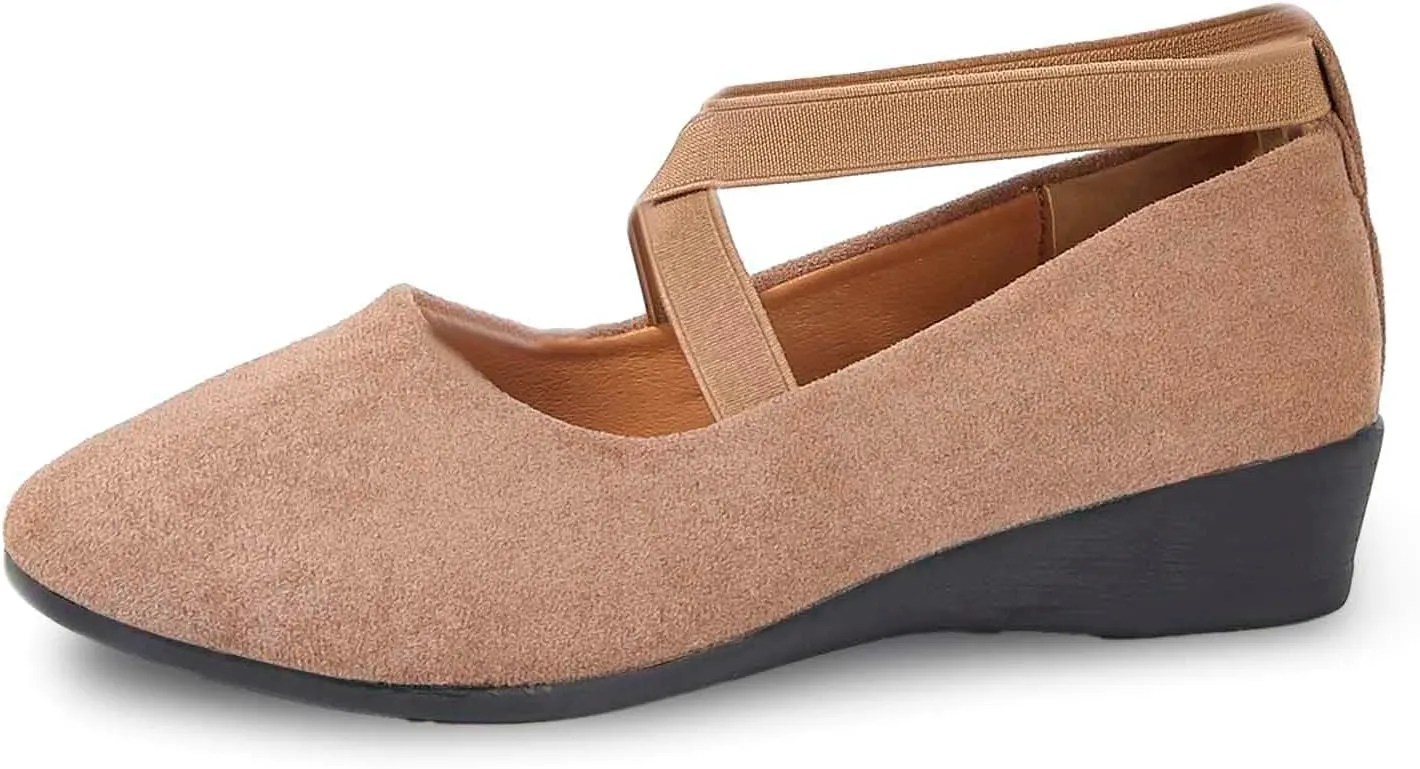 Women's Comfortable Fashion Elastic Ankle Straps Flats Shoes Pull-On Criss-Cross Ballet Girls Dress Little Gracy Mary Shoes Dressy Crisscross Strap Ballerina Flats Closed Toe Slip On Flat