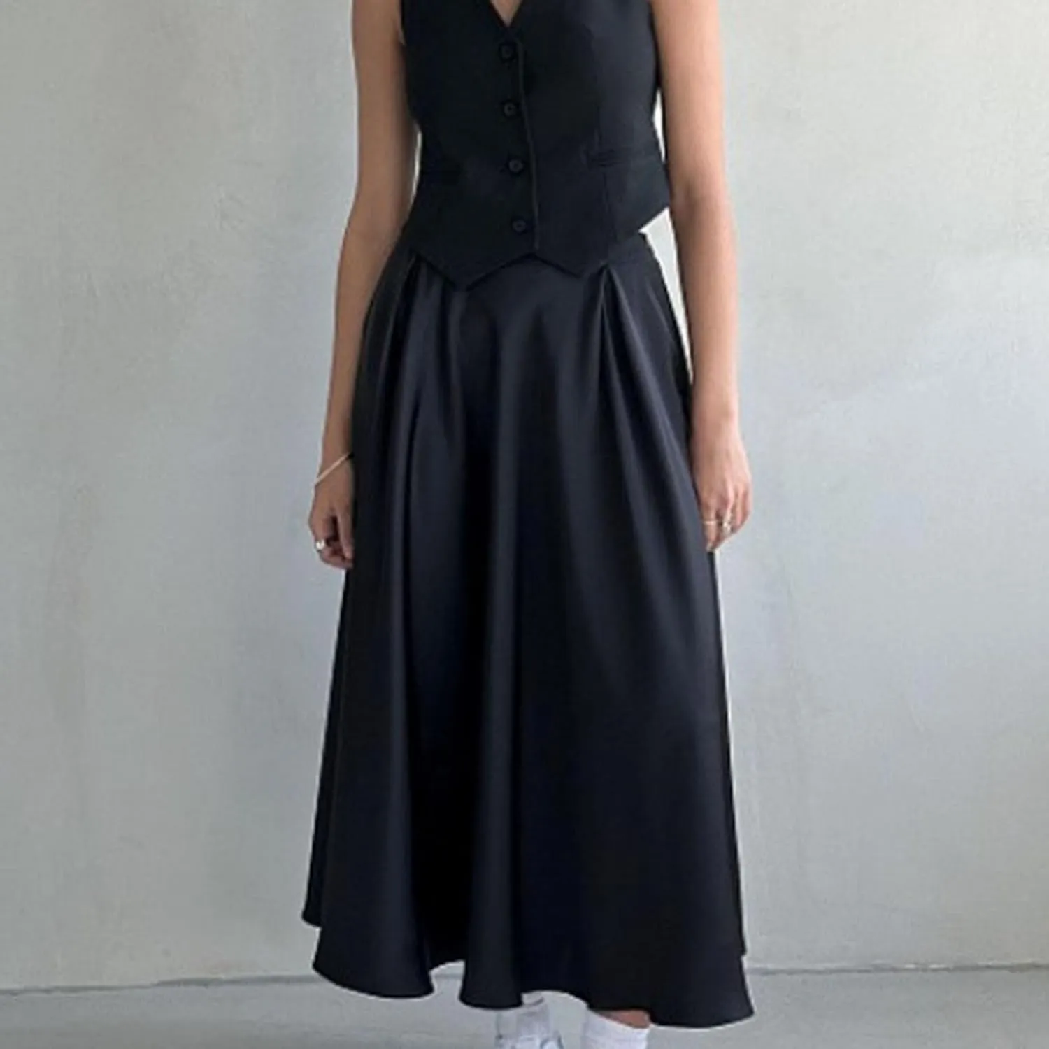 Women's Flowy Casual Long Skirt, Fashion Pleated Ruffle Hem A-Line Midi Skirts Elegance Comfy Evening Party Clothes