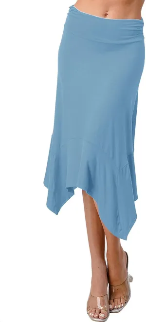 Women's Flowy Handkerchief Hemline Midi Skirt