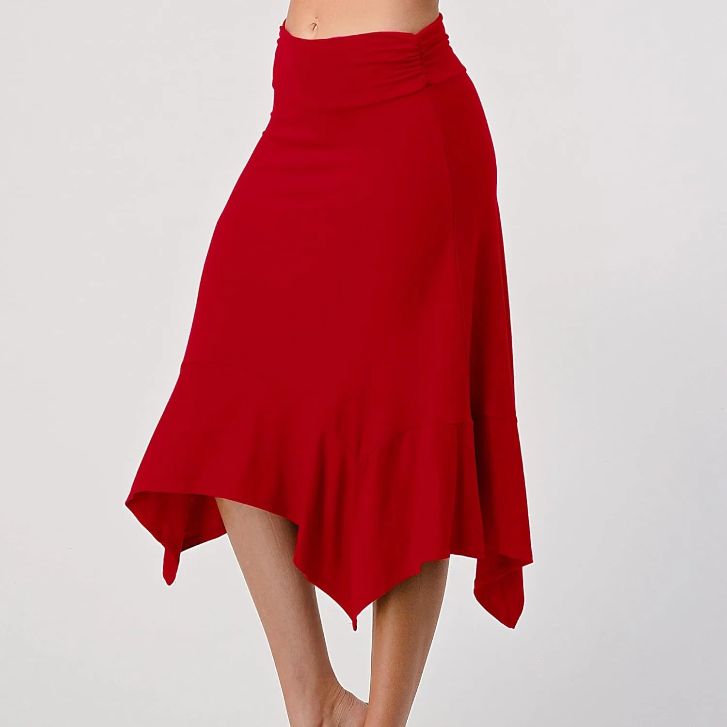 Women's Flowy Handkerchief Hemline Midi Skirt