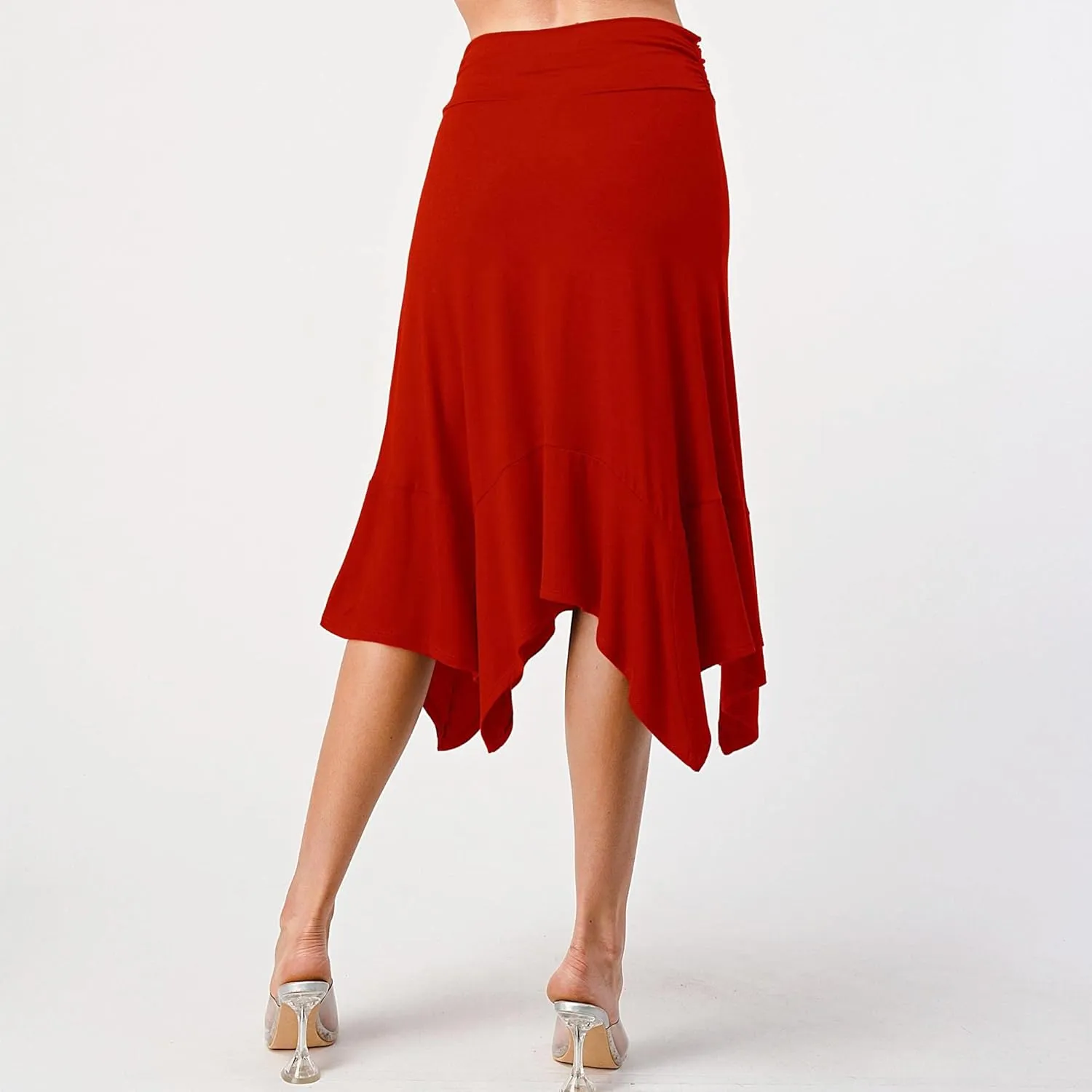 Women's Flowy Handkerchief Hemline Midi Skirt