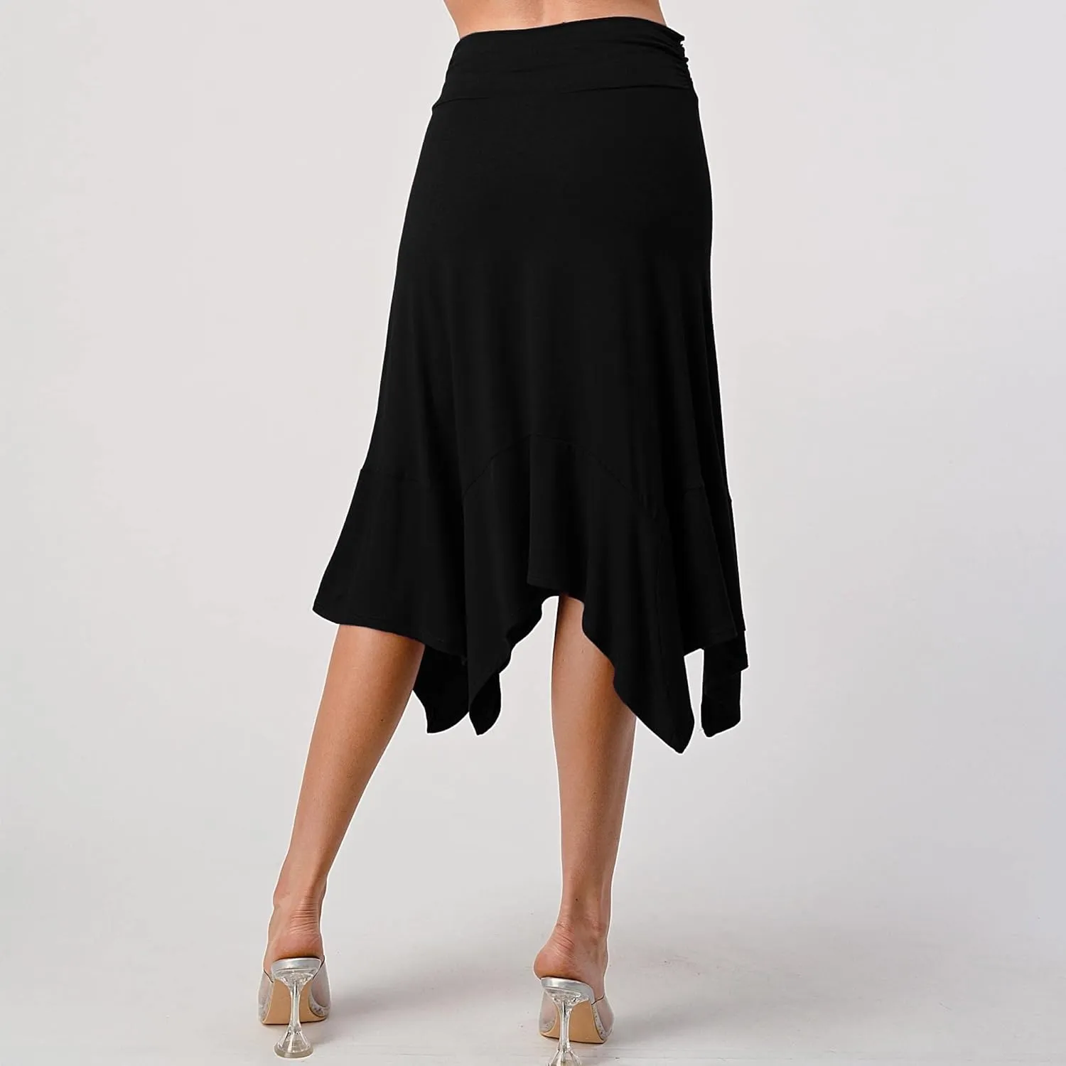 Women's Flowy Handkerchief Hemline Midi Skirt