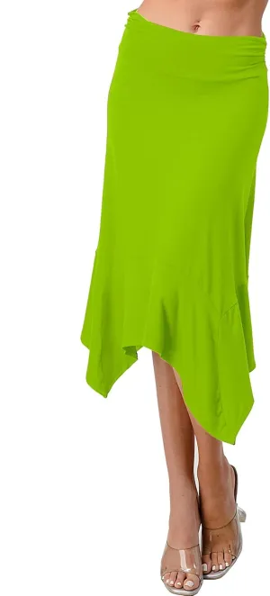 Women's Flowy Handkerchief Hemline Midi Skirt