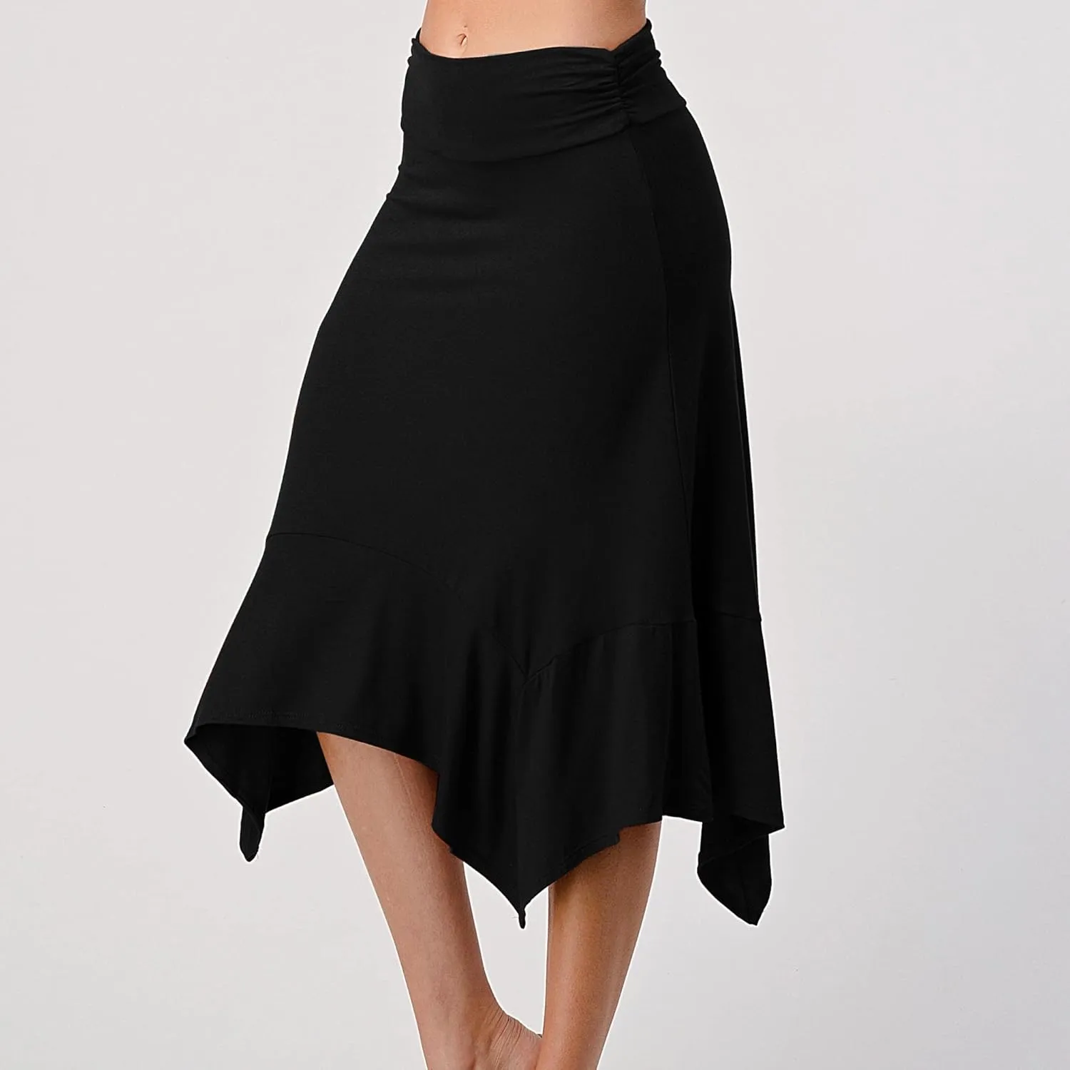 Women's Flowy Handkerchief Hemline Midi Skirt