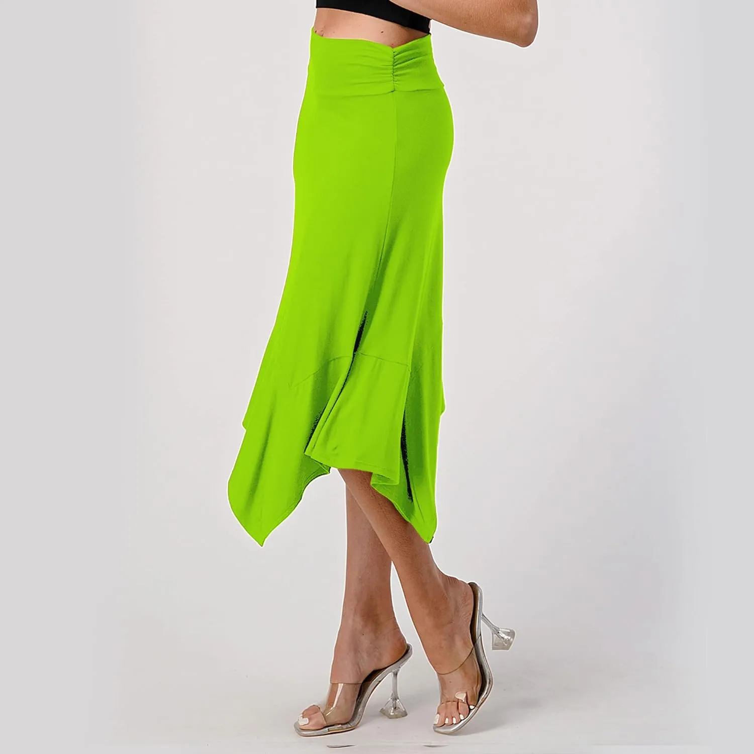 Women's Flowy Handkerchief Hemline Midi Skirt