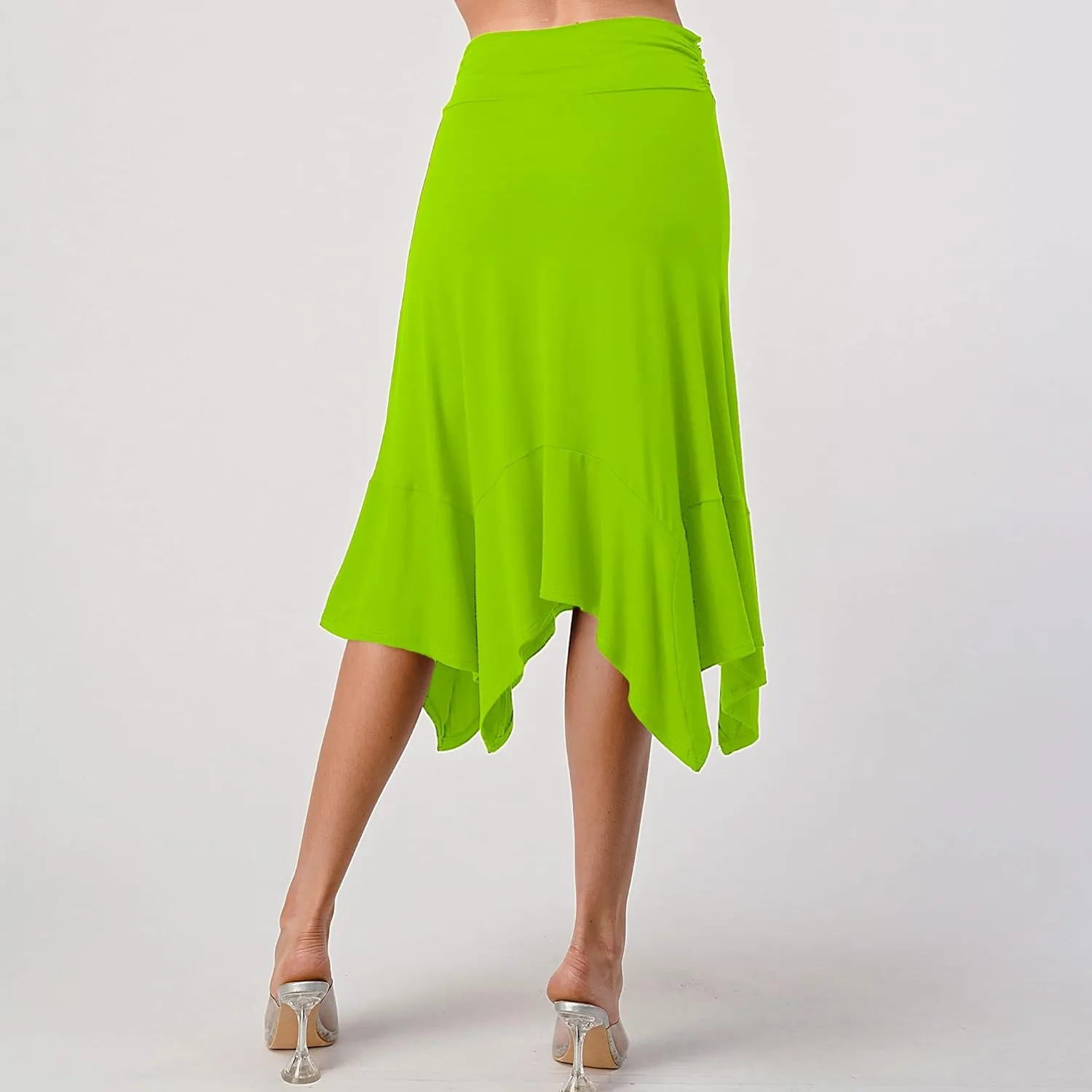 Women's Flowy Handkerchief Hemline Midi Skirt
