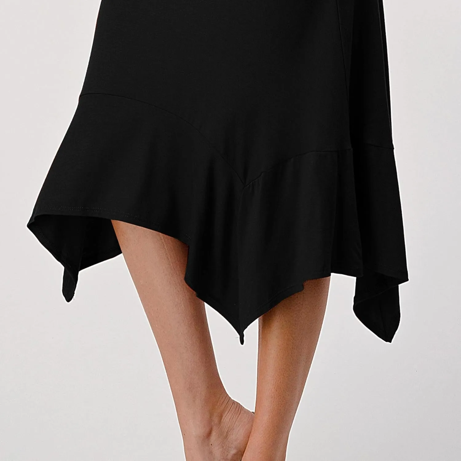 Women's Flowy Handkerchief Hemline Midi Skirt