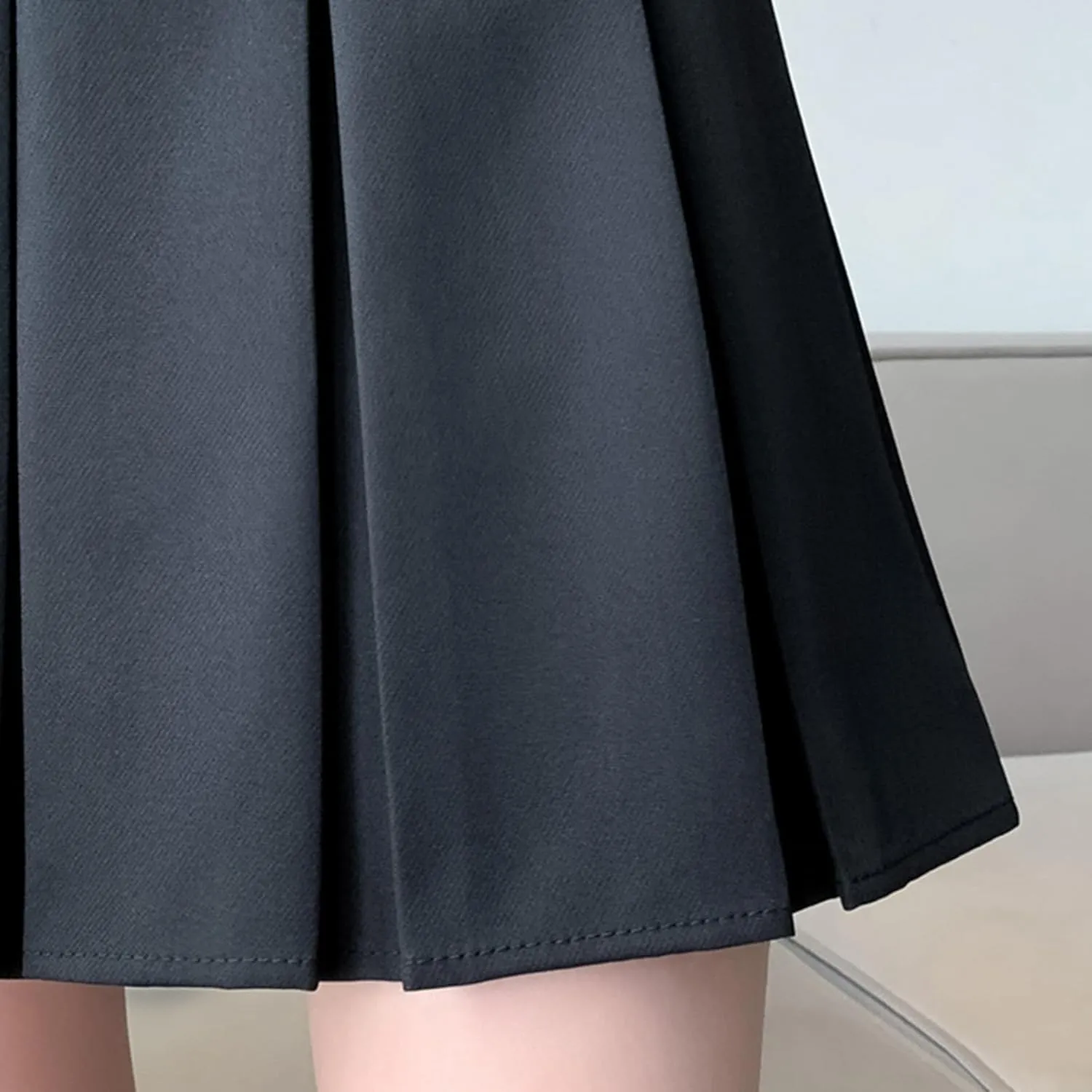 Womens Girl High Waisted Pleated Skirt A-Line Mini Skirt School Uniform Skater Tennis Skirts with Lining Shorts