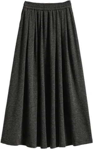 Women's Glutinous Rice Skirt, Elastic Waist Midi Skirt, Pleated Skirt for Autumn