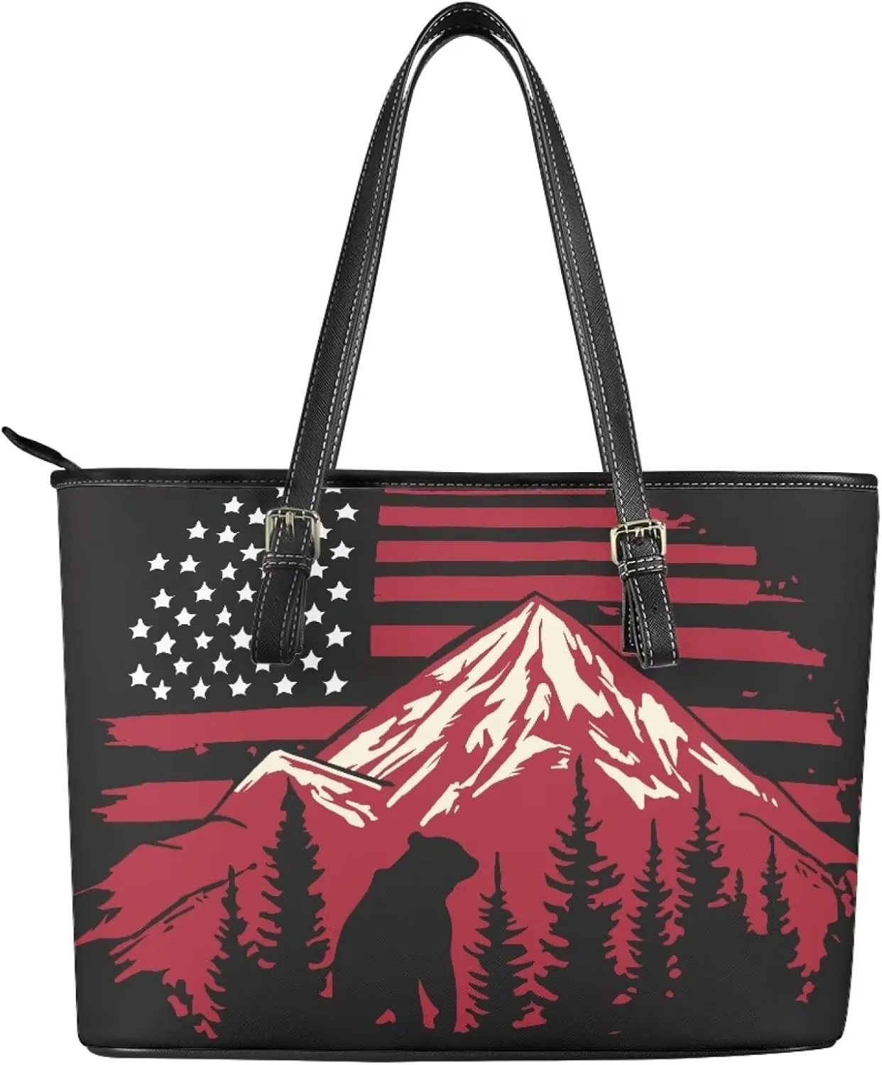 Womens Handbags PU Leather Top-handle Work Purse Large Capacity Zipper Satchel Shoulder Bag