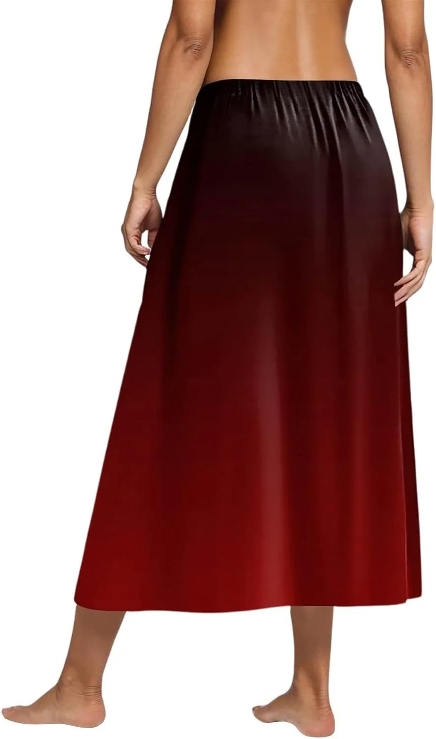 Women's Midi Boho Floral Skirts Trendy A Line Skirt High Elastic Waist Comfy Flowy Skorts with Pockets