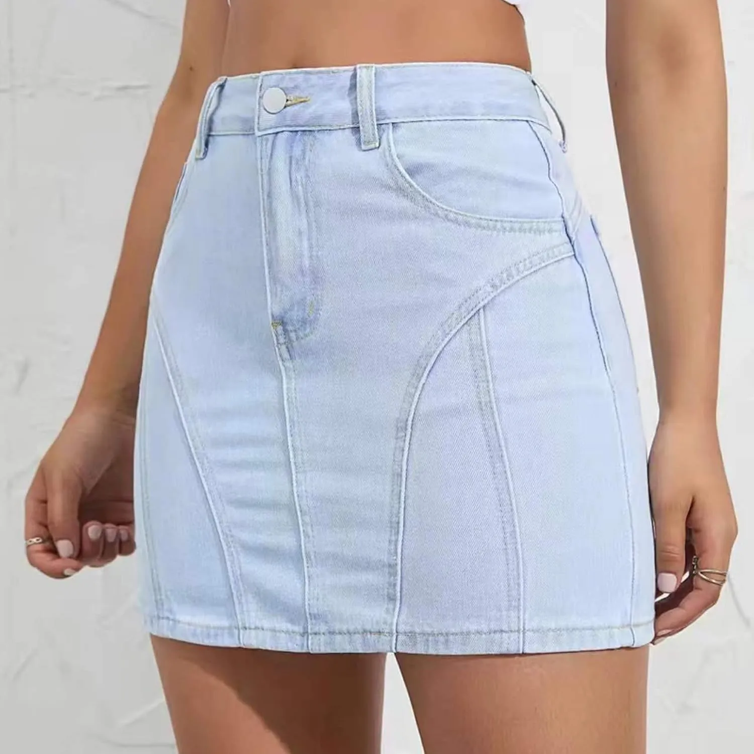 Women's Mini Denim Skirt High Waisted Washed Jean Skirts