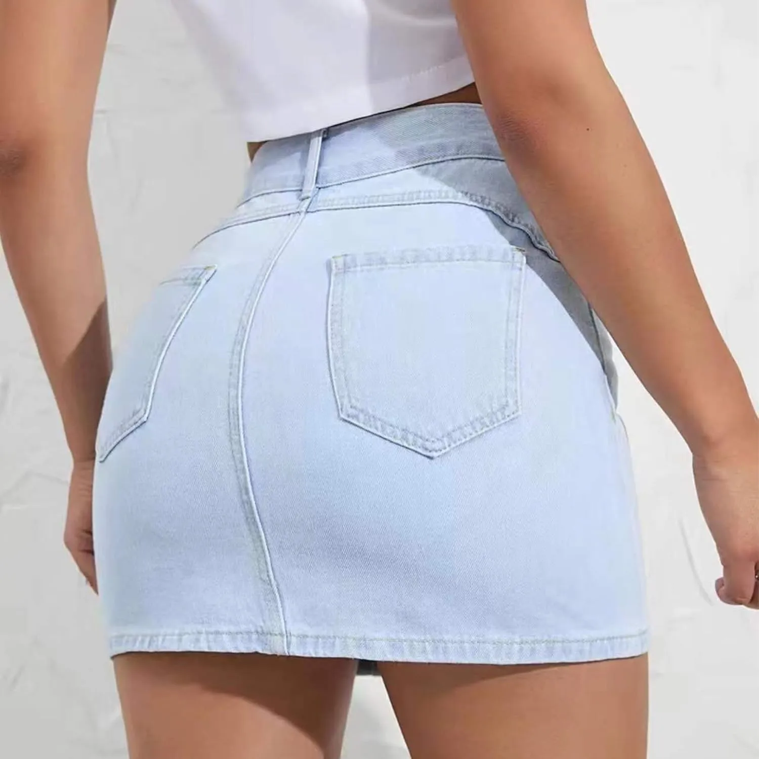 Women's Mini Denim Skirt High Waisted Washed Jean Skirts