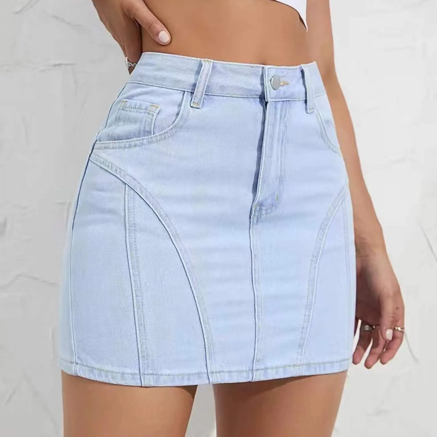 Women's Mini Denim Skirt High Waisted Washed Jean Skirts