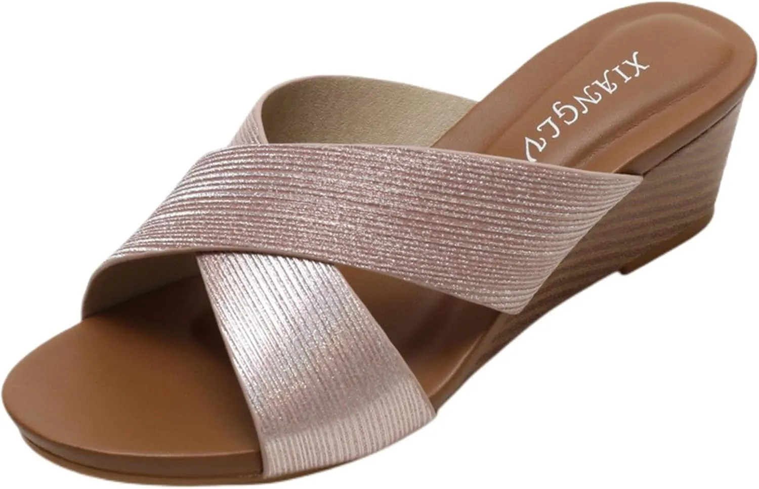 Womens Platform Wedge Sandals Open Toe Crisscross Slip On Slide Slippers Dressy Bohemian Summer Casual Beach Walking High Heels Shoes