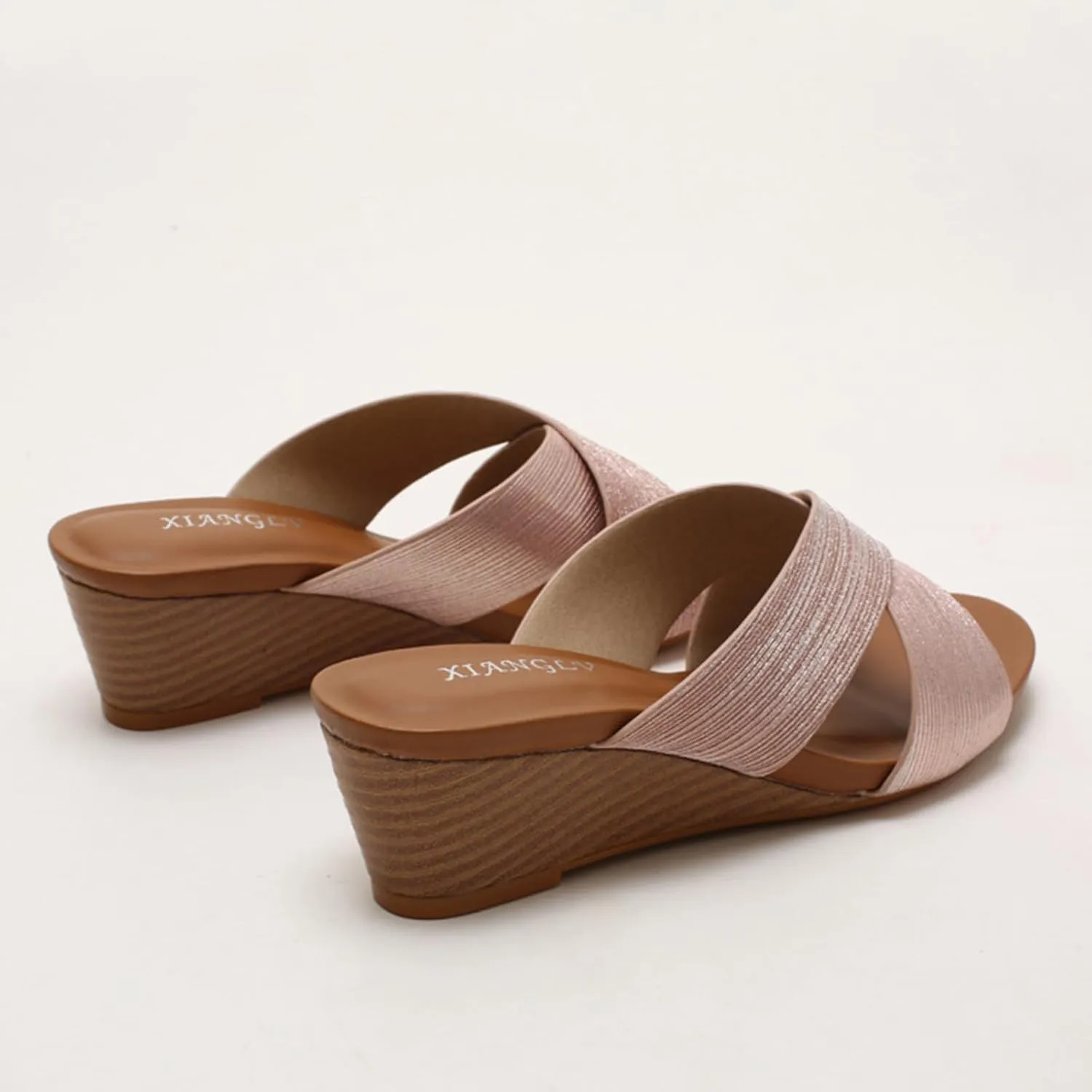 Womens Platform Wedge Sandals Open Toe Crisscross Slip On Slide Slippers Dressy Bohemian Summer Casual Beach Walking High Heels Shoes