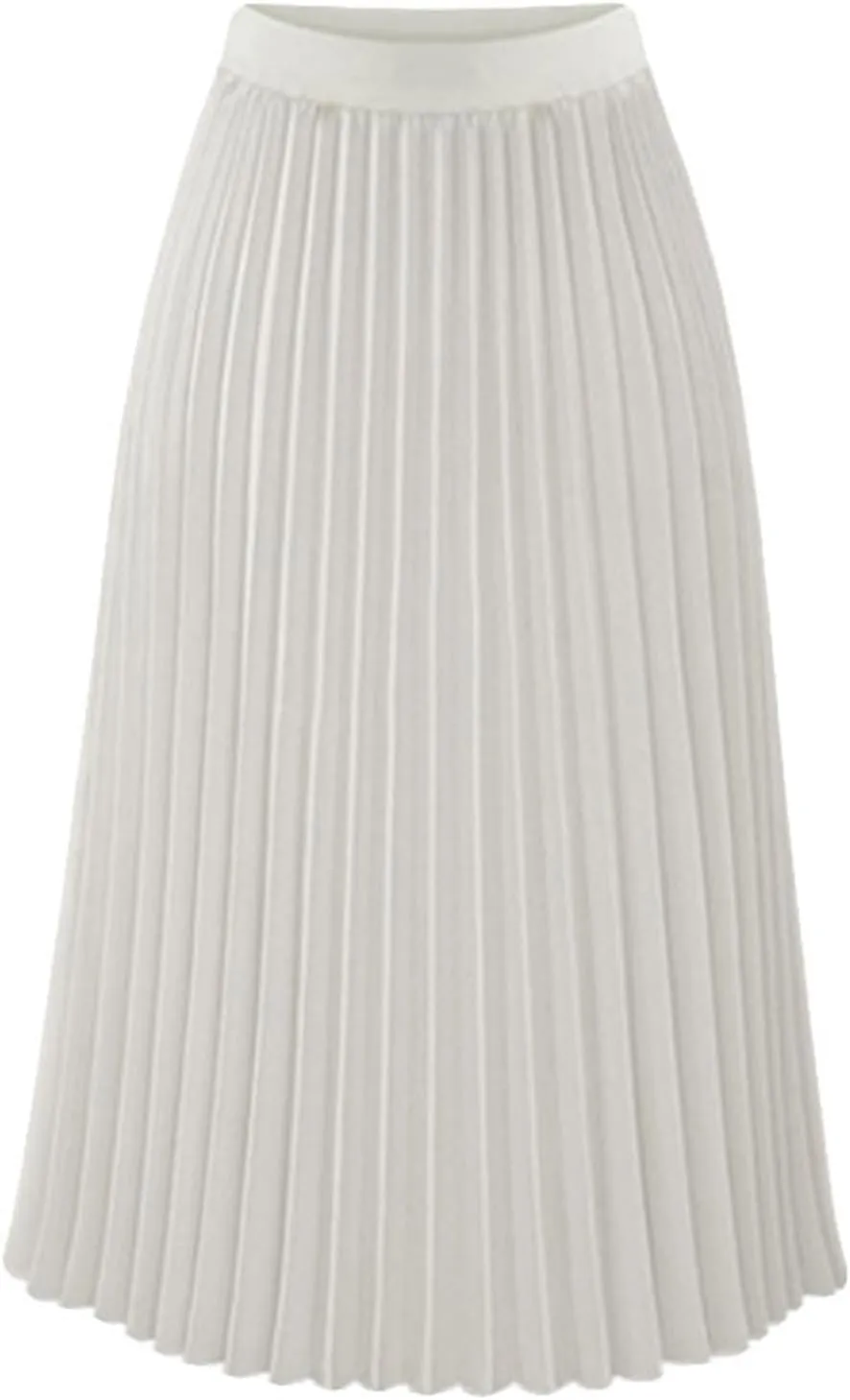 Women's Pleated Flare Midi Skirt High Waist Stretch A-Line Swing Skirts Flowy Elegant Party Casual Solid Dress