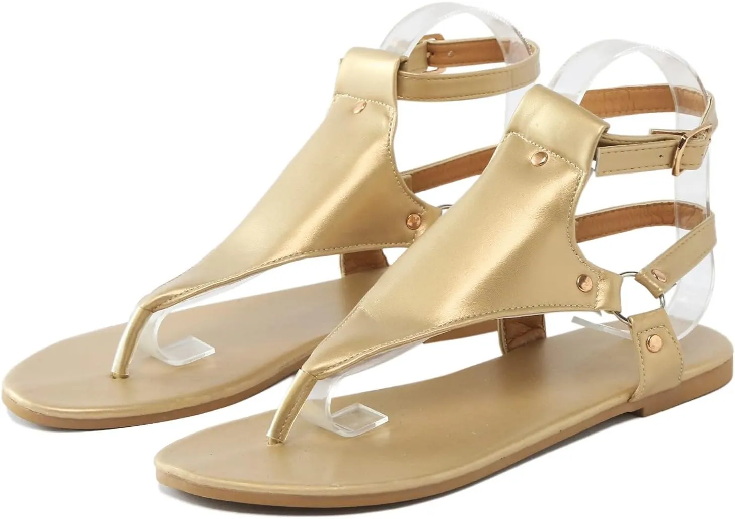 Womens Sandals Flats Shoes Summer Beach Bohemian Ankle Walking Strap Casual Flip Flops Comfortable Casual Slip on Beach Flat Sandal