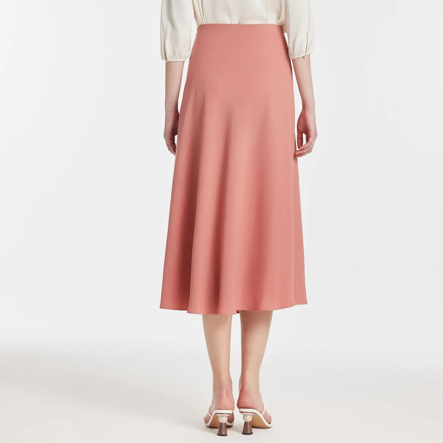 Women's Skirts High Waist Swing A Line Midi Boho Skirts for Women Trendy Summer Flowy Knee Length Skirt