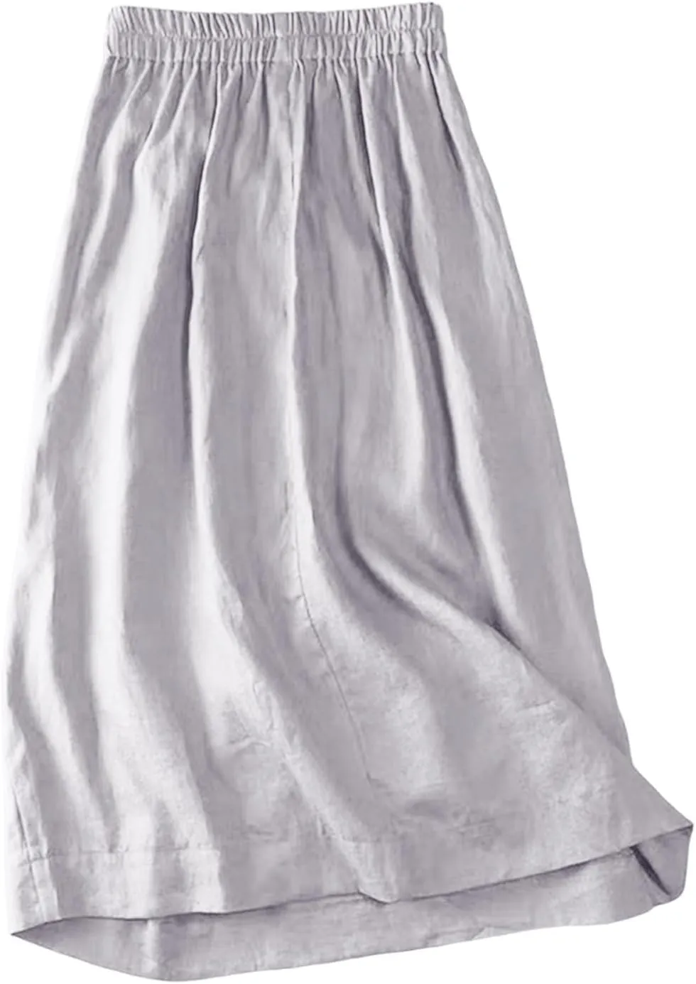 Women's Skirts Women's Summer Linen Elastic Back Buttoned Swing A Line Skirt Casual Loose Trendy Beach Solid Maxi Skirts