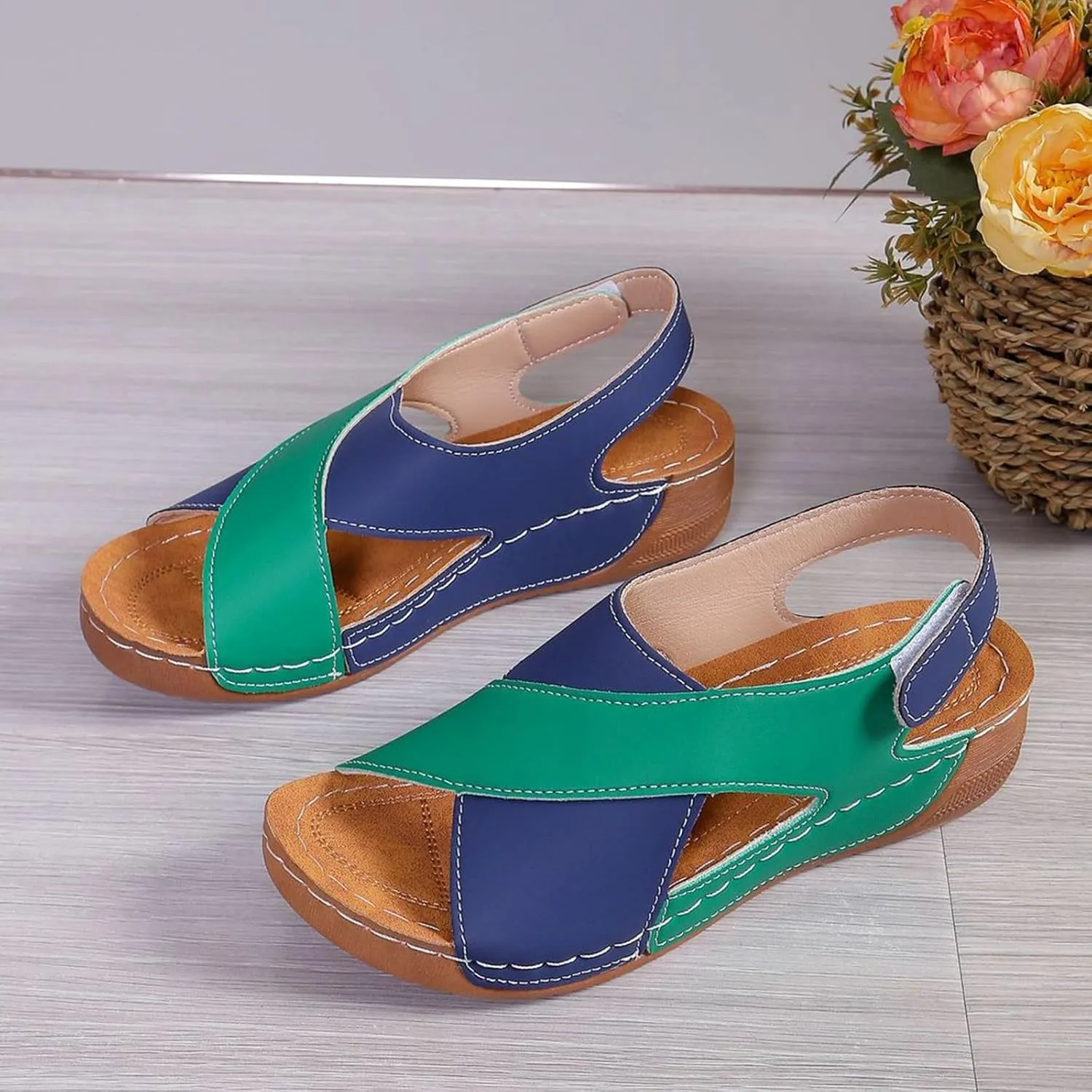 Women's Wedge Orthopedic Sandals 2025, Womens Crisscross Strap Open Toe Summer Shoes,Comfortable Orthopedic Sandals with Arch Support
